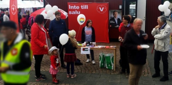 Vänsterpartiet Lidköpings valstuga när valarbete pågår